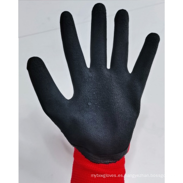 Guantes de seguridad con cruginador recubierto de espuma de látex de poliéster industrial